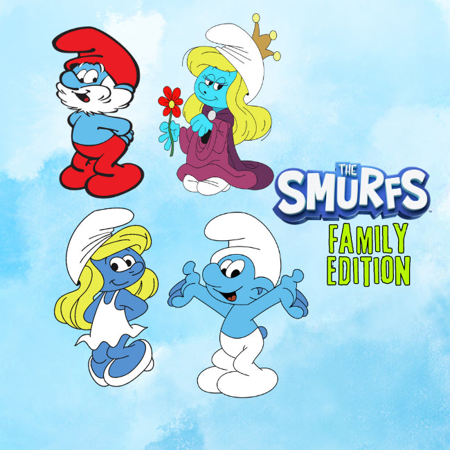 Family Tshirt Smurf  Set Family Baju 100%Cotton For Holiday