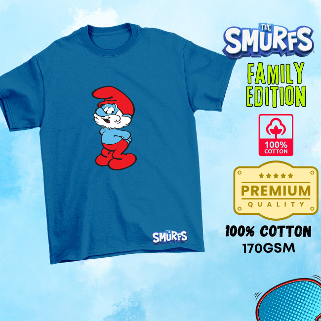 Family Tshirt Smurf  Set Family Baju 100%Cotton For Holiday
