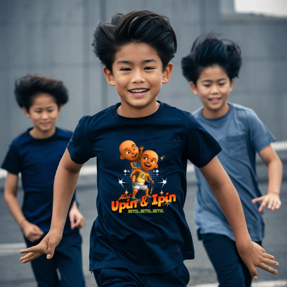 Upin Ipin budak lelaki New Design 100% Budak Baju Tshirt