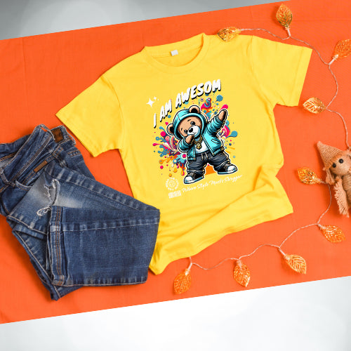 Bear Awesome Inspired kids' T-shirt!  Baju Budak Lelaki Cotton Premium