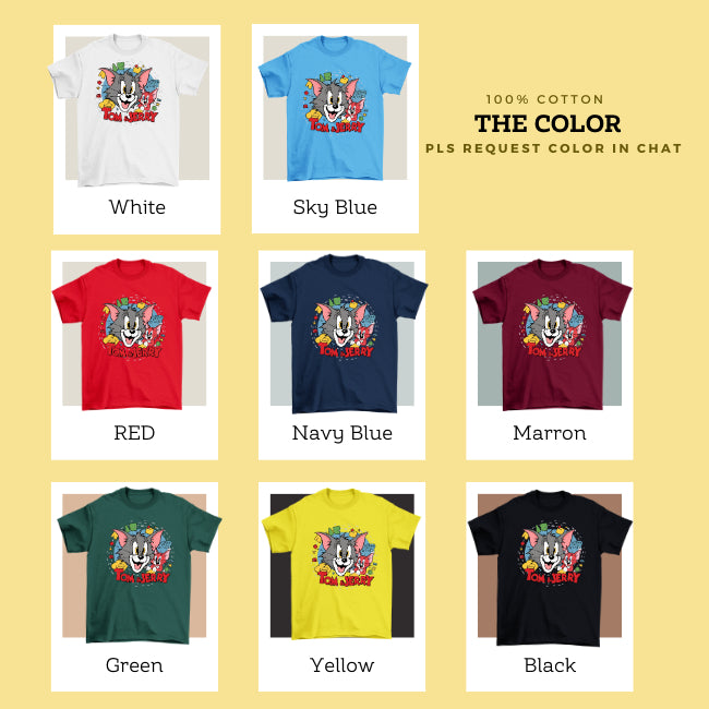 Tom Jerry Matchy Family Design Tshirt Holiday 100% Cotton