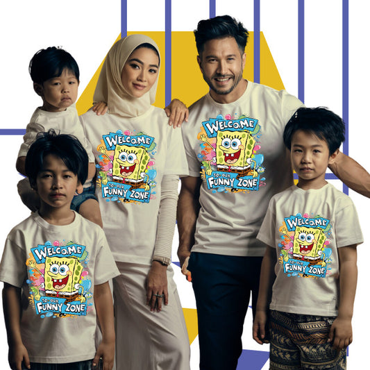Welcome Spongebob  Family Tshirt Tshirt Set Family 100%Cotton Quality 046_Family